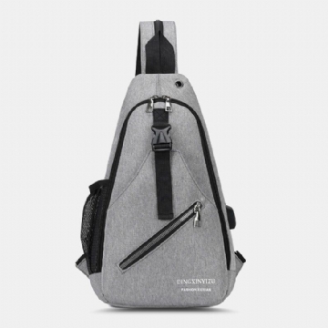 Herren Wasserdichte Multifunktions Usb Aufladbare Kopfhörerloch Brusttaschen Rucksack Umhängetasche Umhängetaschen