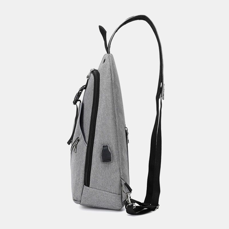 Herren Wasserdichte Multifunktions Usb Aufladbare Kopfhörerloch Brusttaschen Rucksack Umhängetasche Umhängetaschen