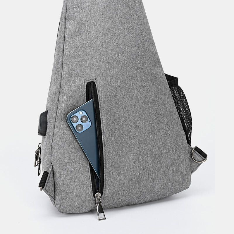 Herren Wasserdichte Multifunktions Usb Aufladbare Kopfhörerloch Brusttaschen Rucksack Umhängetasche Umhängetaschen