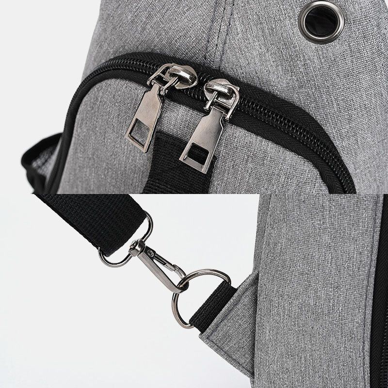 Herren Wasserdichte Multifunktions Usb Aufladbare Kopfhörerloch Brusttaschen Rucksack Umhängetasche Umhängetaschen