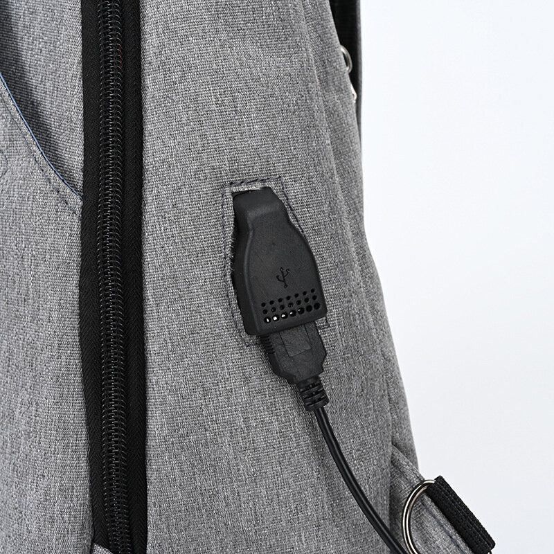 Herren Wasserdichte Multifunktions Usb Aufladbare Kopfhörerloch Brusttaschen Rucksack Umhängetasche Umhängetaschen