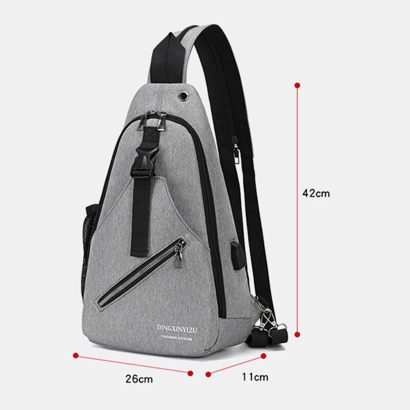 Herren Wasserdichte Multifunktions Usb Aufladbare Kopfhörerloch Brusttaschen Rucksack Umhängetasche Umhängetaschen