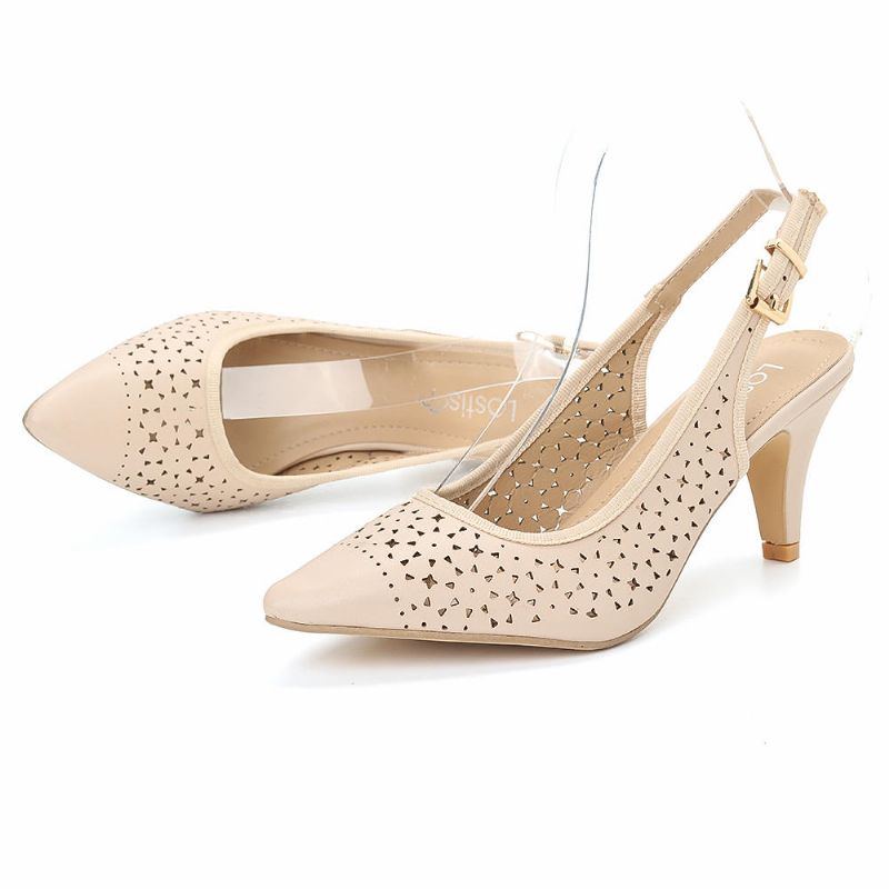 Damen Aushöhlen Spitzschuh Slingback Elegante Büro Pumps