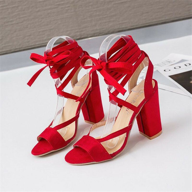 Damen Plus Size Riemchen Open Toe Wildleder High Heel Sommersandalen