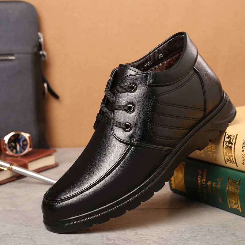 Bequeme Mikrofaser Leder Warme Gefütterte Business Casual Schnürstiefel Für Herren