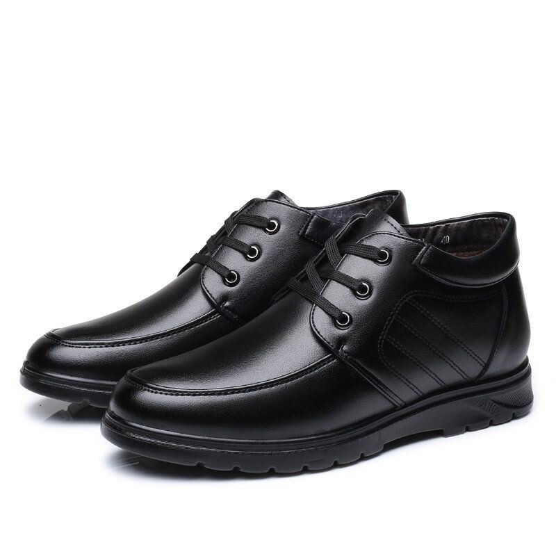 Bequeme Mikrofaser Leder Warme Gefütterte Business Casual Schnürstiefel Für Herren