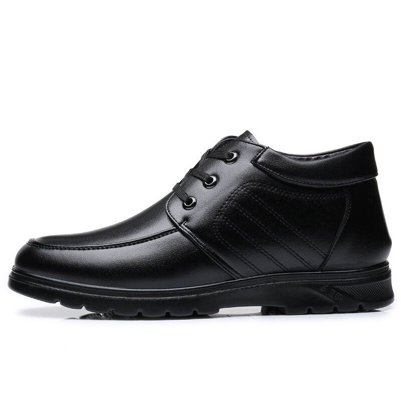 Bequeme Mikrofaser Leder Warme Gefütterte Business Casual Schnürstiefel Für Herren