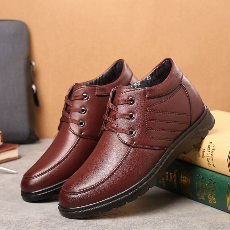 Bequeme Mikrofaser Leder Warme Gefütterte Business Casual Schnürstiefel Für Herren