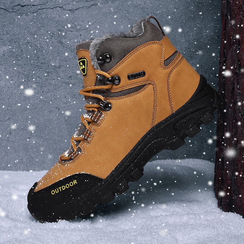 Bequeme Rutschfeste Tragbare Plüsch Warme Winterwanderschuhe Für Herren