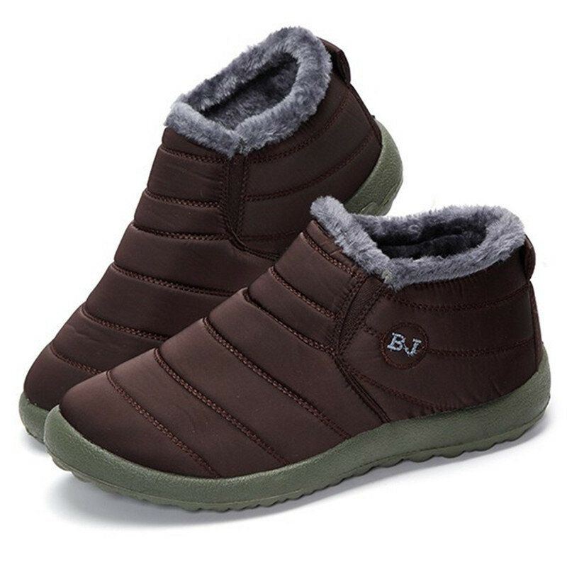 Bj Shoes Warme Flache Knöchelhohe Schneestiefel Mit Wollfutter Für Damen