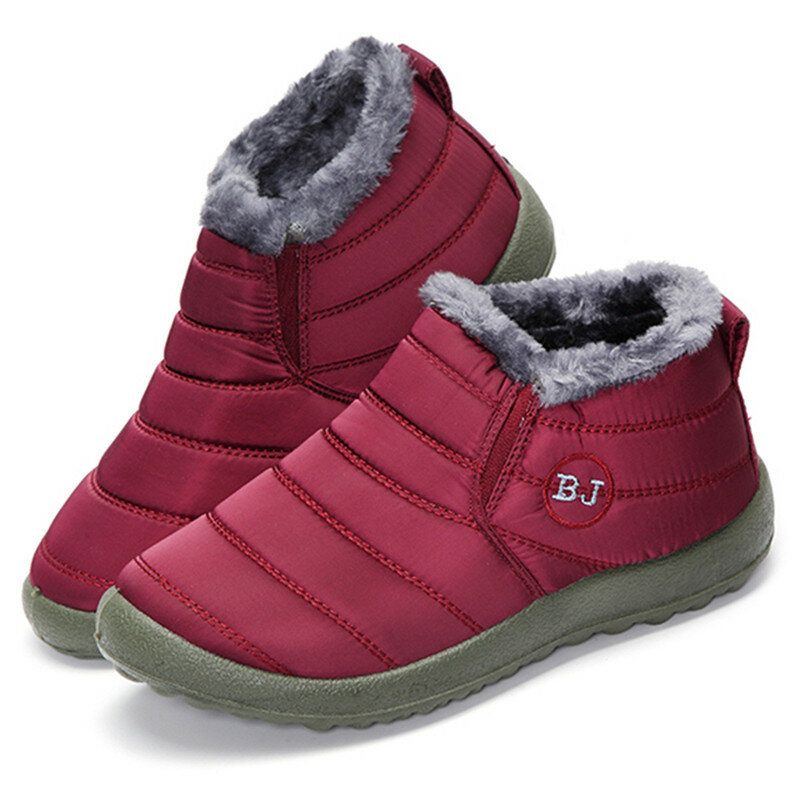 Bj Shoes Warme Flache Knöchelhohe Schneestiefel Mit Wollfutter Für Damen