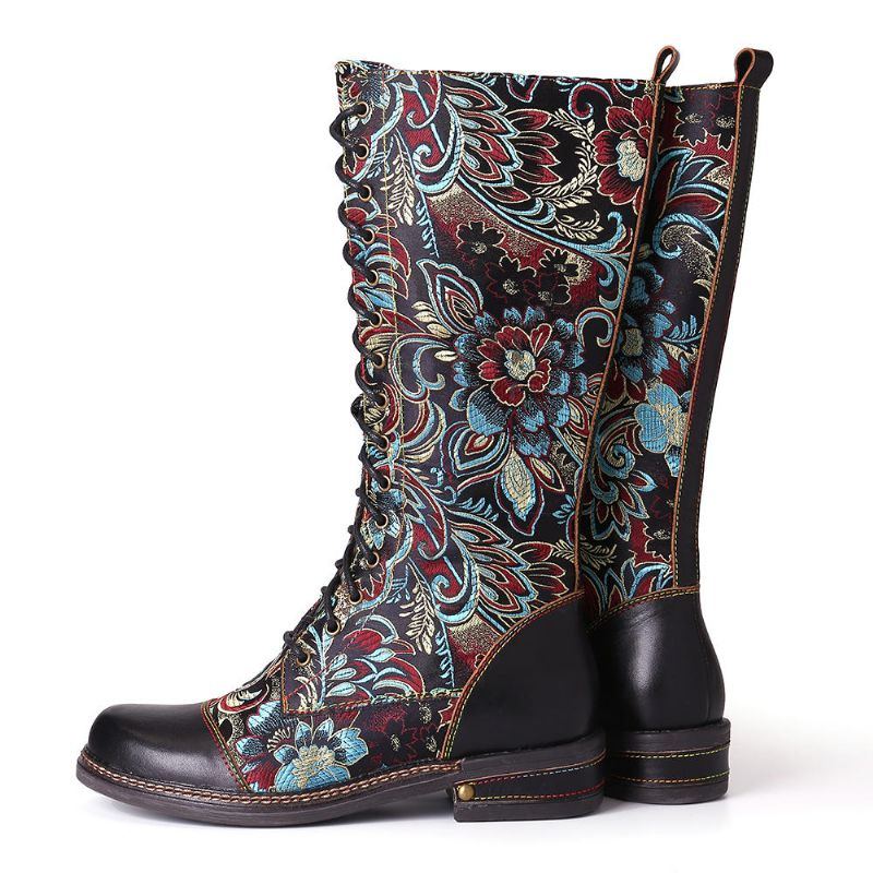 Blumen Muster Bunte Elegante Reißverschluss Stiefel Der Damen