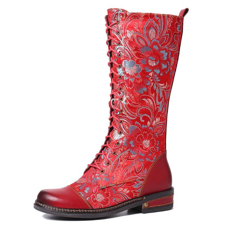 Blumen Muster Bunte Elegante Reißverschluss Stiefel Der Damen