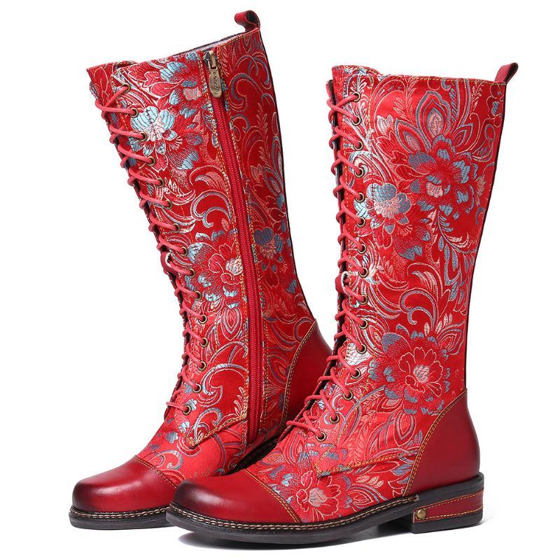 Blumen Muster Bunte Elegante Reißverschluss Stiefel Der Damen