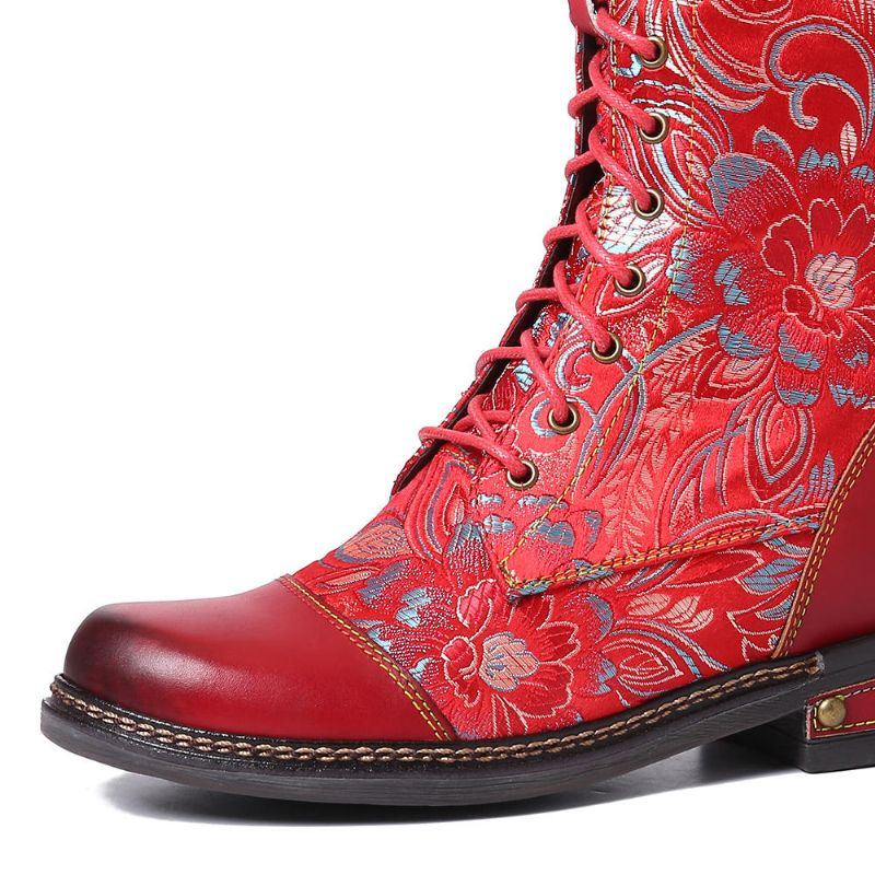 Blumen Muster Bunte Elegante Reißverschluss Stiefel Der Damen