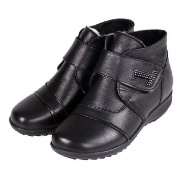 Damen Baumwollstiefel Aus Echtem Leder Halten Warm Lässige Stiefeletten