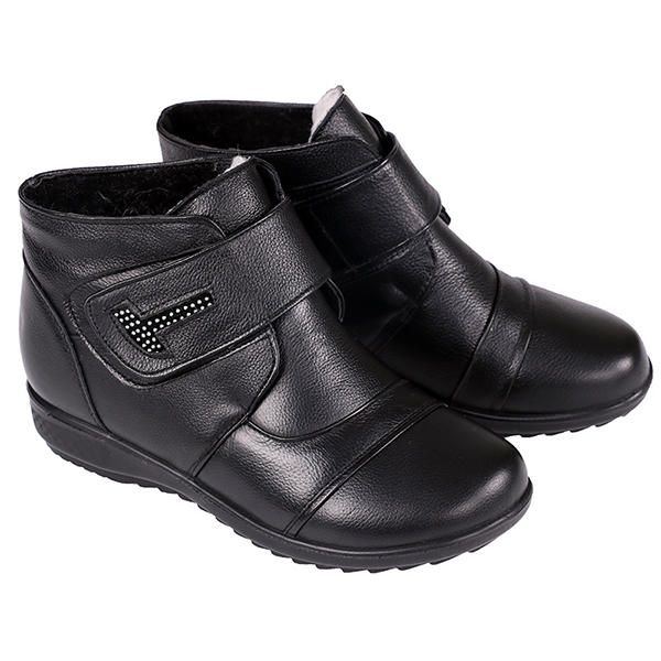 Damen Baumwollstiefel Aus Echtem Leder Halten Warm Lässige Stiefeletten