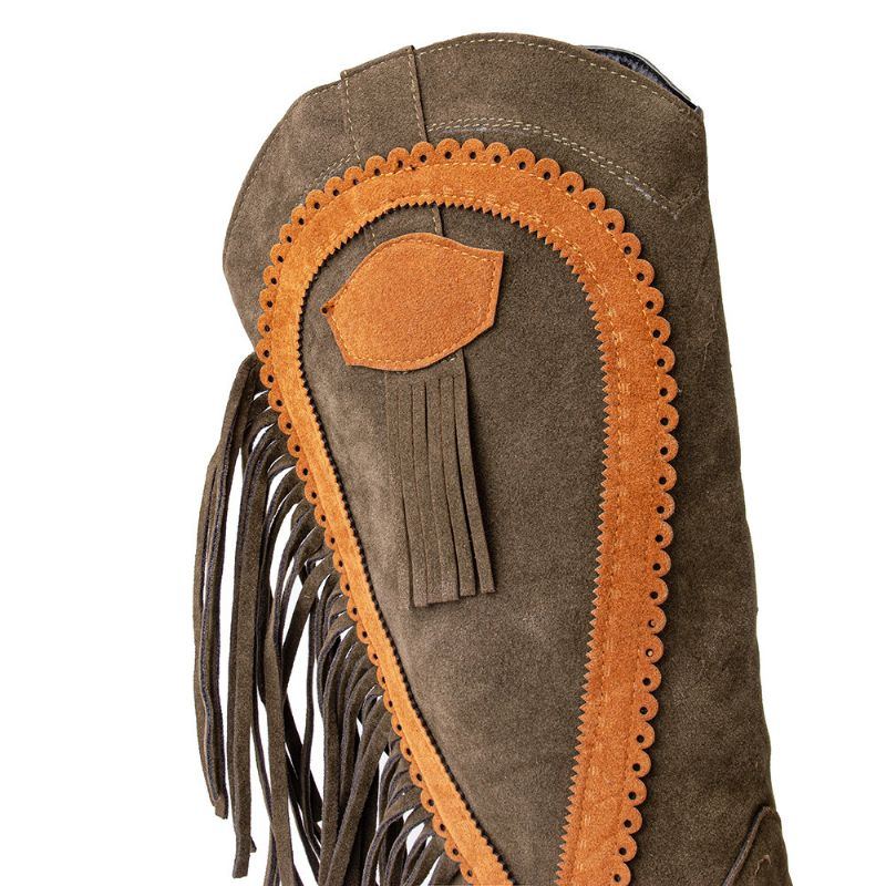 Damen Cowboystiefel In Übergröße Mit Spitzer Zehenpartie Und Dicken Absätzen