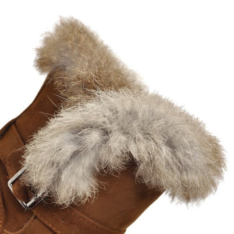 Damen Einfarbige Runde Zehe Beiläufige Elegante Schnallen Flusen Flansch Schneestiefel