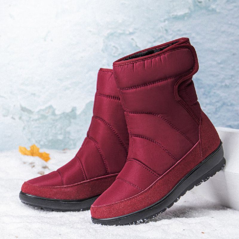 Damen Lässige Warmfutter Wasserdichte Klettverschluss Kurze Waden Schneestiefel