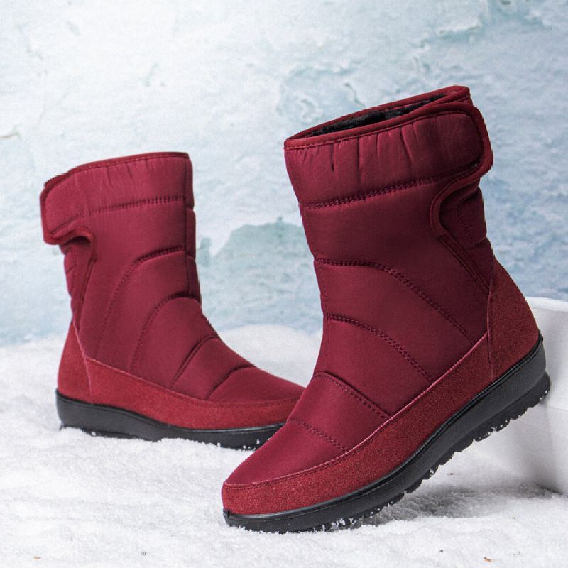 Damen Lässige Warmfutter Wasserdichte Klettverschluss Kurze Waden Schneestiefel