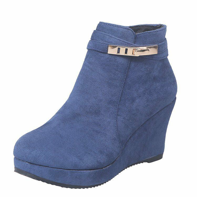 Damen Plus Size Rutschfeste Knöchelkurze Stiefel Mit Keilabsatz