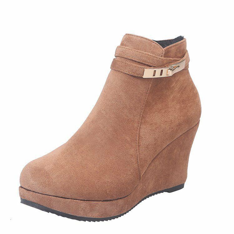 Damen Plus Size Rutschfeste Knöchelkurze Stiefel Mit Keilabsatz