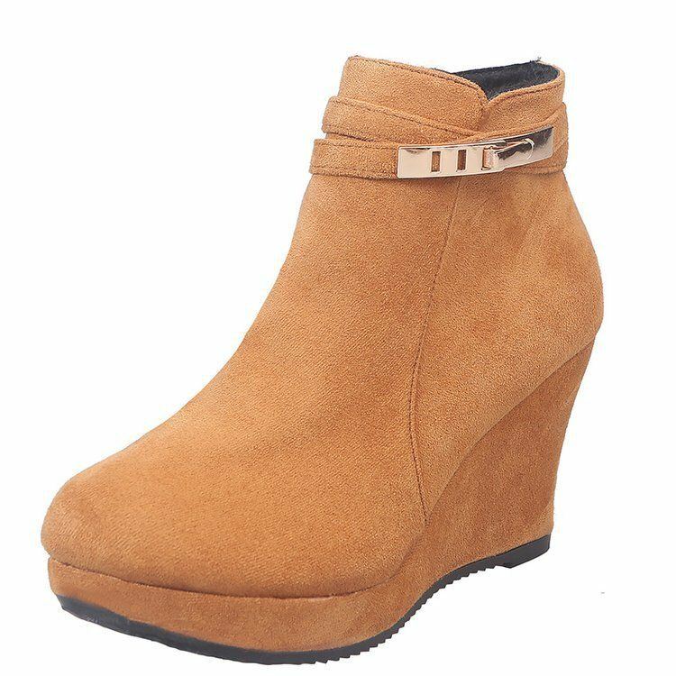 Damen Plus Size Rutschfeste Knöchelkurze Stiefel Mit Keilabsatz