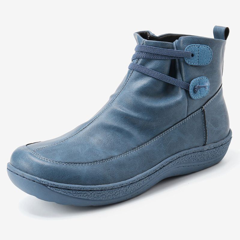 Damen Retro Rutschfeste Weiche Sohle Lässige Lederstiefeletten