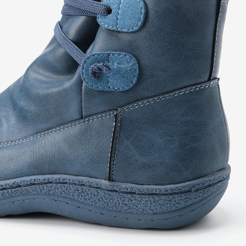 Damen Retro Rutschfeste Weiche Sohle Lässige Lederstiefeletten