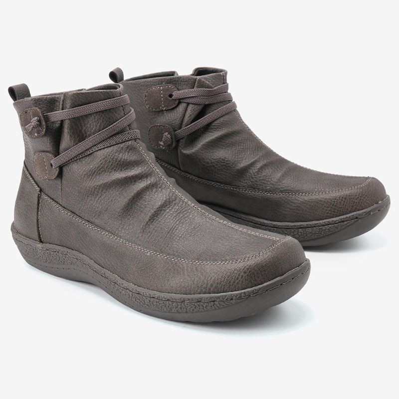 Damen Retro Rutschfeste Weiche Sohle Lässige Lederstiefeletten