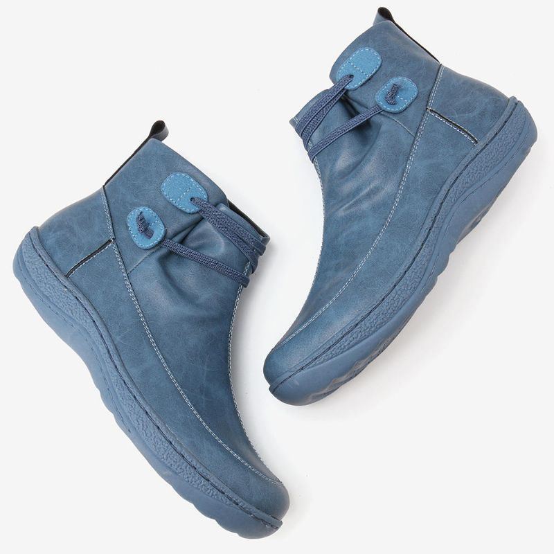 Damen Retro Rutschfeste Weiche Sohle Lässige Lederstiefeletten