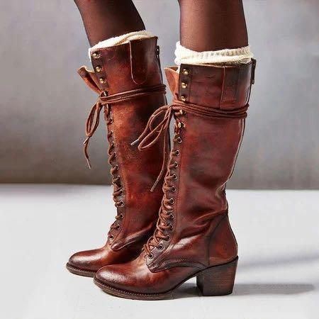 Damen Retro Schnürstiefel In Übergröße