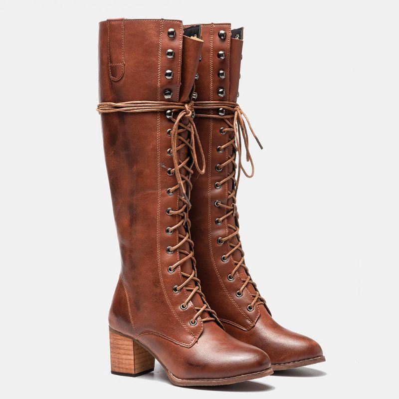 Damen Retro Schnürstiefel In Übergröße