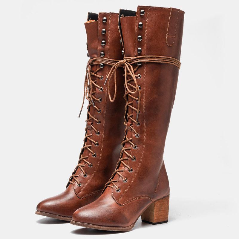 Damen Retro Schnürstiefel In Übergröße