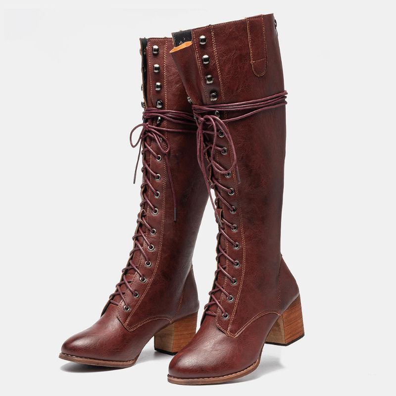 Damen Retro Schnürstiefel In Übergröße