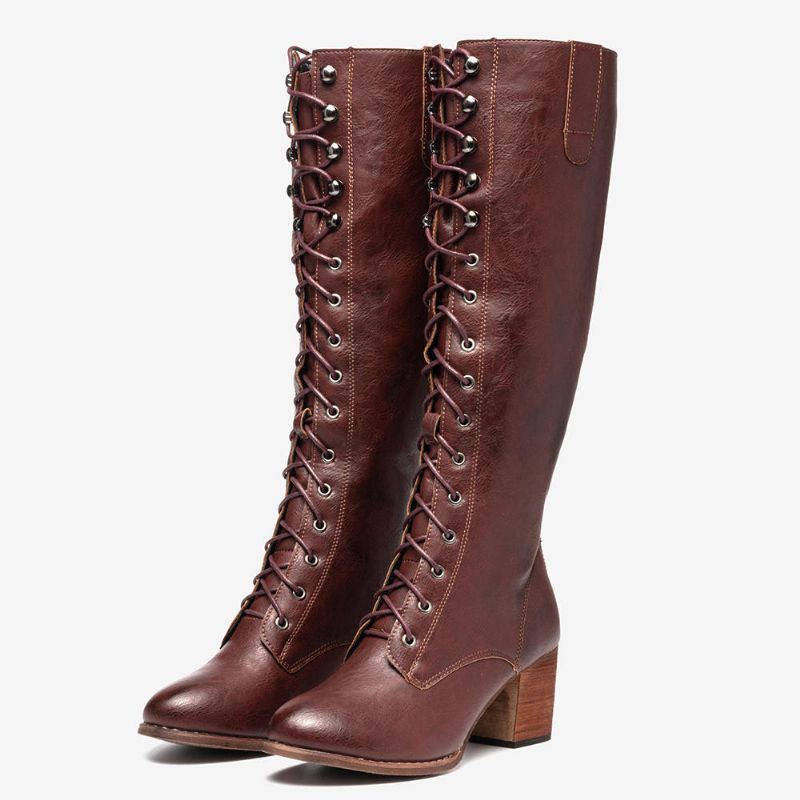 Damen Retro Schnürstiefel In Übergröße