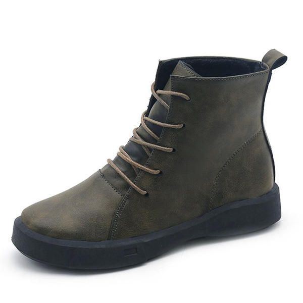 Damen Schnürstiefeletten Aus Leder Für Den Winter Mit Fellfutter Und Warmhalten