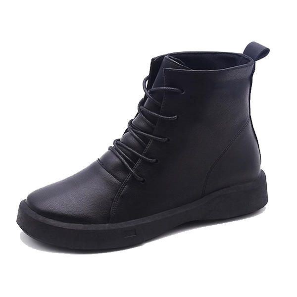 Damen Schnürstiefeletten Aus Leder Für Den Winter Mit Fellfutter Und Warmhalten