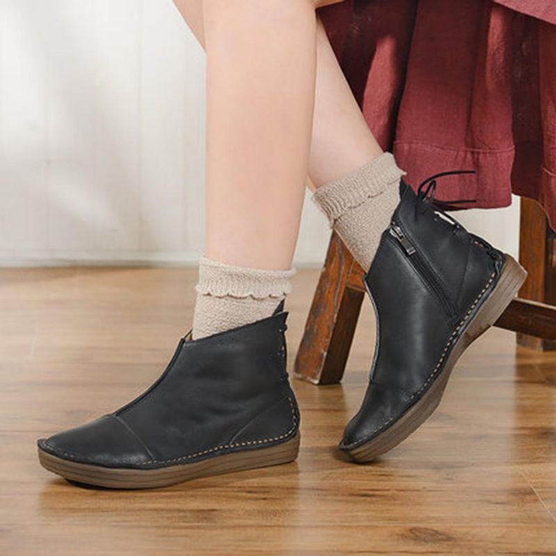 Damen Soft Sole Comfy Solid Classic Casual Flats Ankle Short Boots