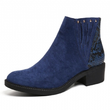 Damen Veins Splicing Chunky Heel Lässige Stiefeletten