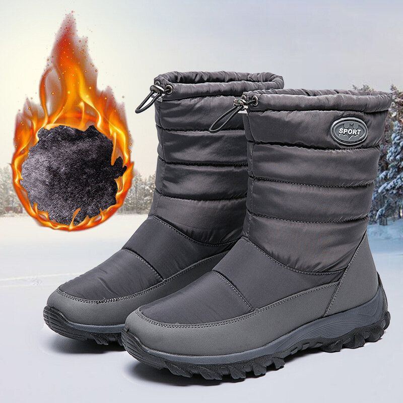 Damen Warm Gefütterte Pull On Plus Samt Schnee Freizeitstiefel