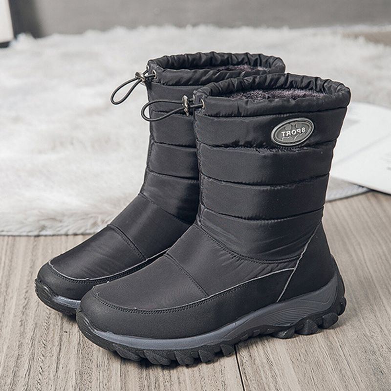 Damen Warm Gefütterte Pull On Plus Samt Schnee Freizeitstiefel