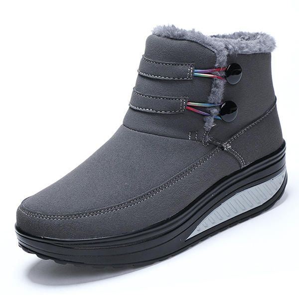 Damen Winter Slip On Warmhaltestiefel Kunstpelzfutter Rocker Sohle Schuhe Schneestiefel