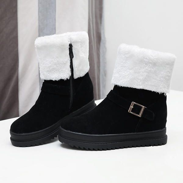 Damen Winter Stiefeletten Reißverschluss Pelzfutter Warmhalten Schneestiefel