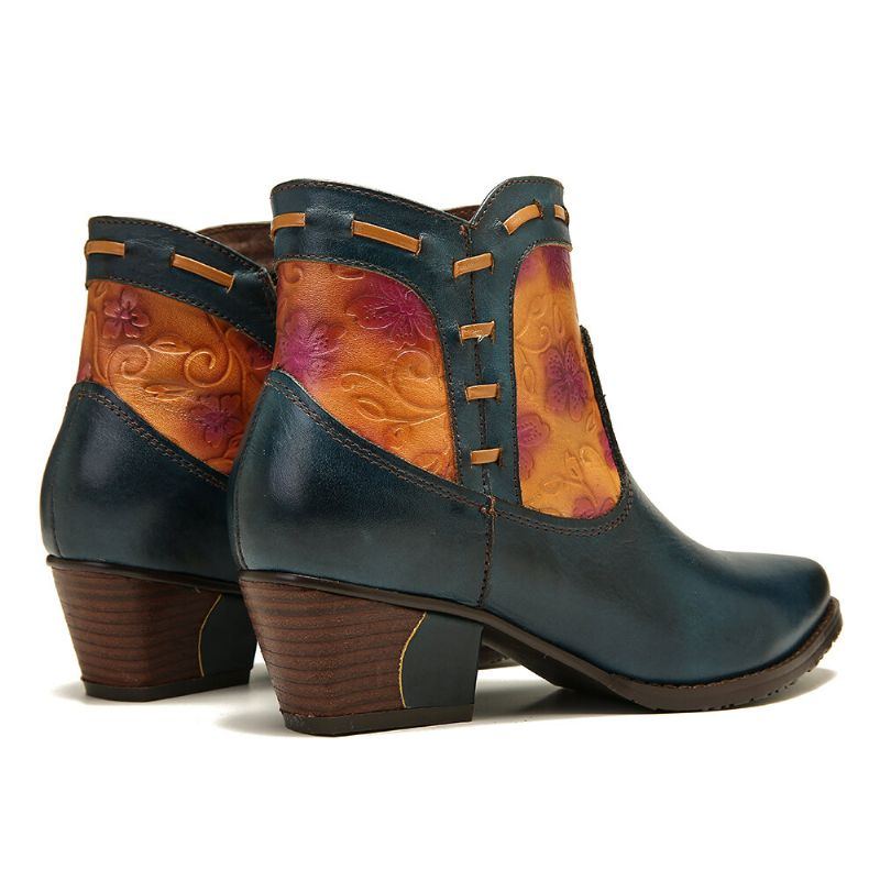 Einfache Western Cowgirl Stiefel Mit Niedrigem Absatz Und Mandel Zehennaht Für Damen