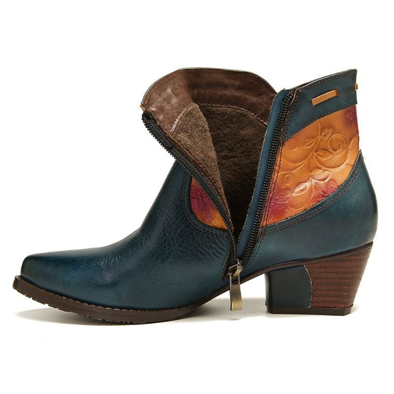 Einfache Western Cowgirl Stiefel Mit Niedrigem Absatz Und Mandel Zehennaht Für Damen