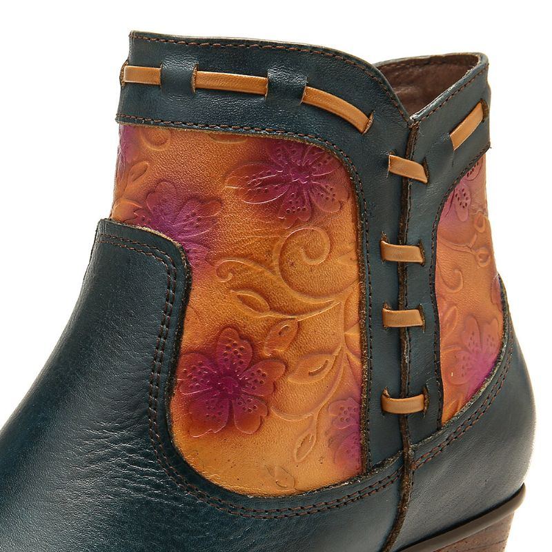 Einfache Western Cowgirl Stiefel Mit Niedrigem Absatz Und Mandel Zehennaht Für Damen