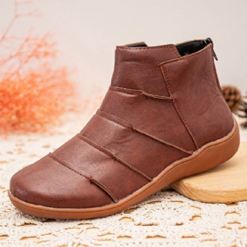 Flache Ankle Boots Für Damen Mit Rutschfester Weicher Sohle Und Reißverschluss Am Rücken