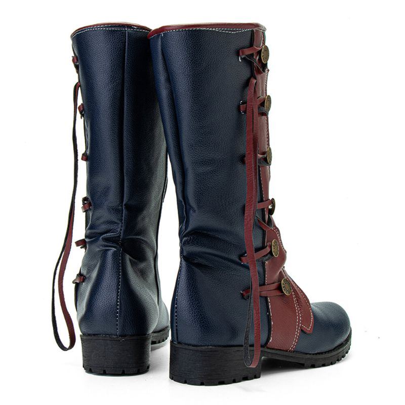 Damen Blattmuster Herbst Winter Warme Verschleißfeste Stiefel Mit Rundem Kopf Und Halbhoher Wade